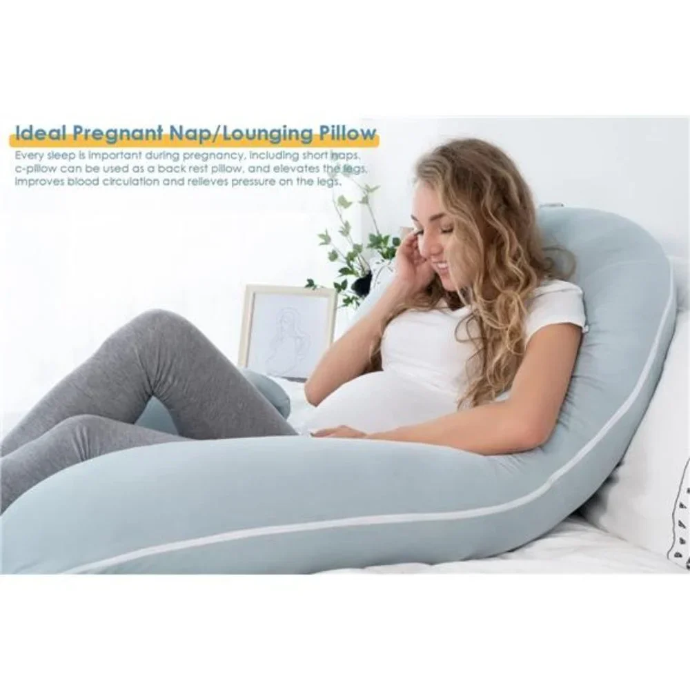 Cooling Pregnancy Body Pillow C Shaped Full Body Pillow for Pregnant Women Green